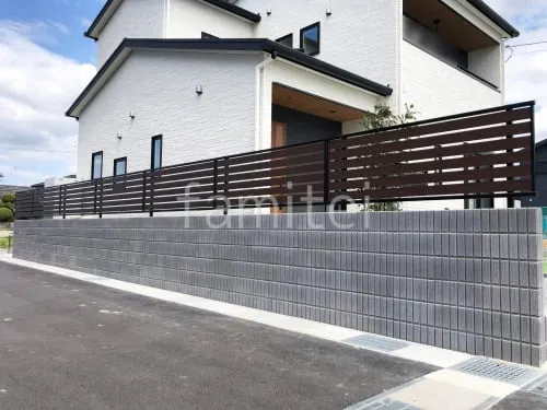 目隠し塀 YKKAP 木製調ルシアスF04型 横板 化粧ブロック ユニソン レクト