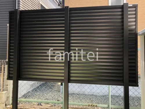 アルミ形材 フェンス LIXIL AB YL3型 横ルーバー3 2段柱 60角 上段のみ 目隠し