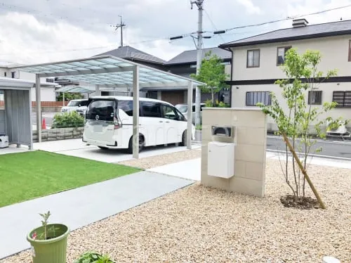 錆砂利敷き 防草シート加工