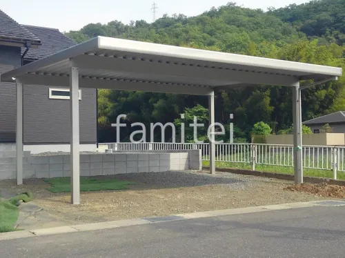 カーポート２台(ワイド) ツイン YKKAP ジーポートPro 積雪50cm対応 フラット屋根 折板屋根