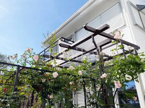 １階テラス屋根 （雨除け） YKKAP フル木製調 サザンテラス パーゴラタイプ フラット屋根 スタンダード 壁付