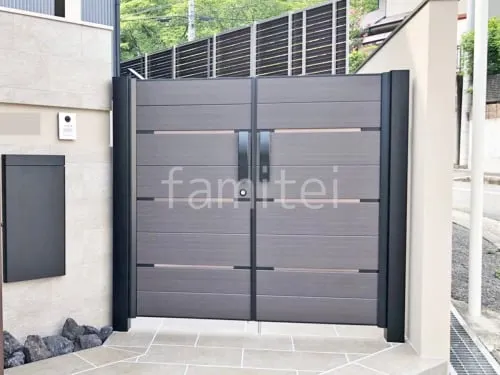 両開き 門扉 三協アルミ 木製調 ラグレシア 1型 