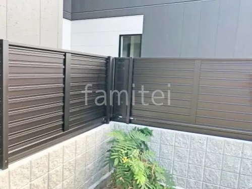 アルミ形材 フェンス YKKAP 木製調ルシアスYM1F型 横目隠し 目隠し 木調・ラティス ブロック塀 （化粧ブロック） ユニソン リブスプリットn 