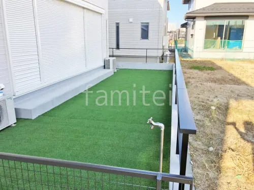 お庭 人工芝 メモリーターフ 防草シート加工