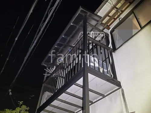 既設2階ベランダ屋根 波板張替 YKKAP 波板ポリカ