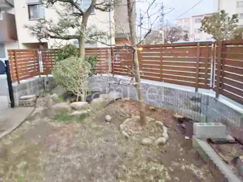 アルミ形材 フェンス YKKAP 木製調ルシアスH02型 横板格子 目隠し 木調・ラティス