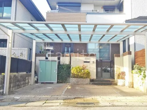 カーポート２台(ワイド) ツイン YKKAP エフルージュ FIRST フラット屋根