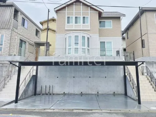 カーポート YKKAP エフルージュFIRST 横3台用(ワイド トリプル) F型フラット屋根 駐車場ガレージ床 土間コンクリート