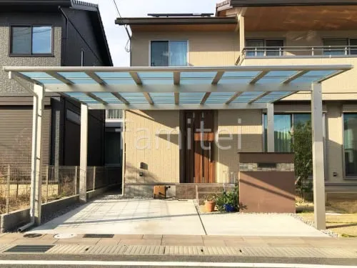 カーポート２台(ワイド) ツイン YKKAP エフルージュ FIRST フラット屋根