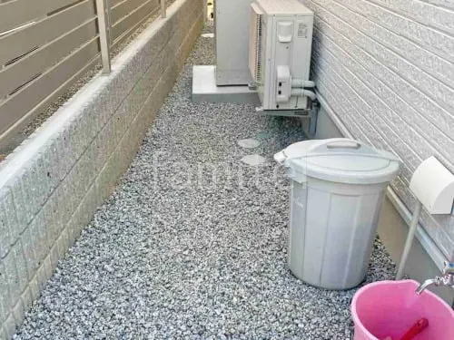 犬走り 防犯砂利敷き バラス砕石 防草シート加工