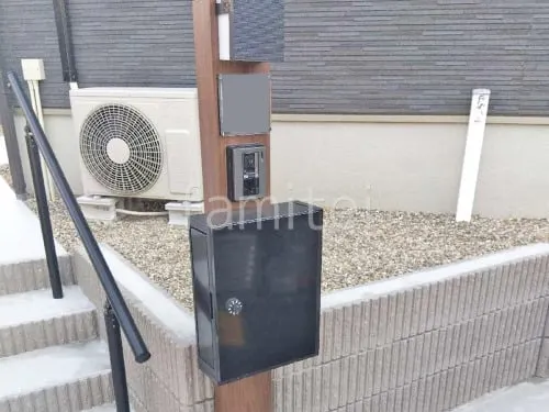 機能門柱 照明あり  LIXIL 木製調FW パターン4 