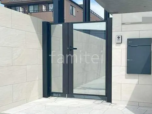 親子両開き 門扉 YKKAP ルシアスFP1型 ガラスパネル 