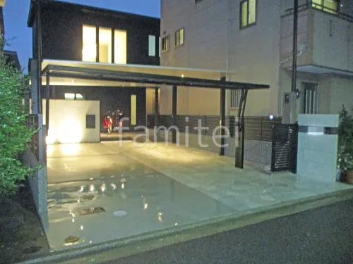 モダン門柱 壁タイル貼り ニッタイ ミューラルの外構施工例（現場番号