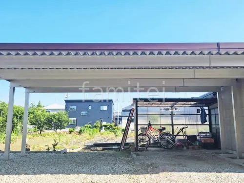 カーポート３台 （横ワイド トリプル） YKKAP 木製調 ジーポートPro 積雪100cm対応 フラット屋根 折板屋根