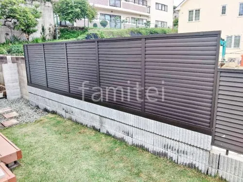 アルミ形材 フェンス LIXIL AB YL3型 横ルーバー3 目隠し ブロック塀 （化粧ブロック） ユニソン ジャスティ 