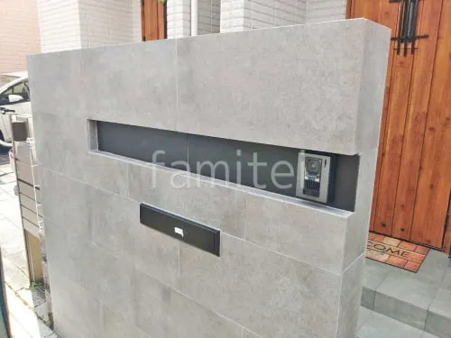 モダン門柱 壁タイル貼り タカショー セラレバンテ 郵便受けポスト YKKAP エクステリアポストG3型