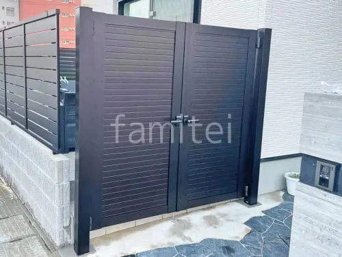 両開き 門扉 YKKAP シンプレオYM1型 横目隠し 