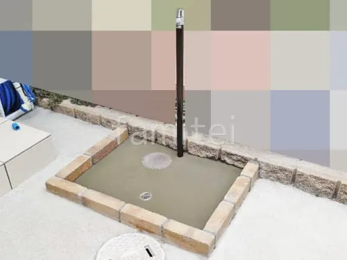 レンガ囲い水受け(パン) 土間モルタル仕上げ 洗い場