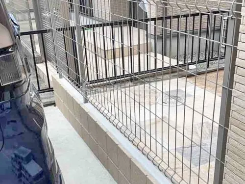 ブロック塀 （化粧ブロック） ユニソン シルマ  スチールメッシュ フェンス YKKAP イーネット3F型 スチール柱 境界・メッシュ