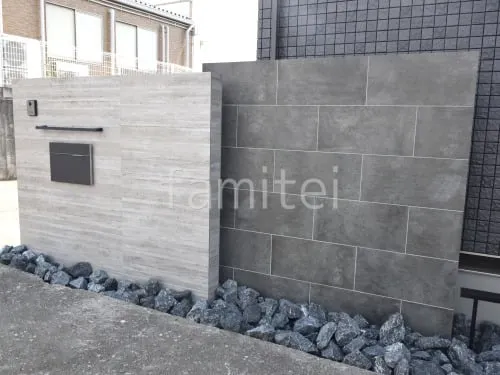 門柱 壁タイル貼り タカショー セラウォール 郵便受けポスト ユニソン ヴィコBI