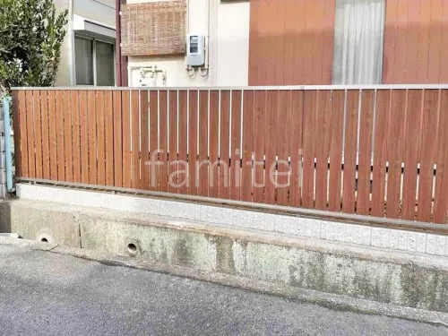 ブロック塀 （化粧ブロック） ユニソン リブスプリットn  アルミ形材 フェンス LIXIL 木製調AB TS2型 縦スリット2 目隠し 木調・ラティス