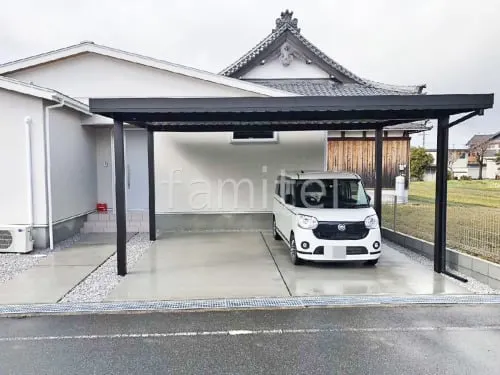 カーポート２台(ワイド) ツイン YKKAP ジーポートPro 積雪30cm対応 フラット屋根 折板屋根