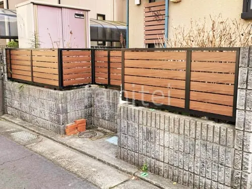 アルミ形材 フェンス LIXIL 木製調AB YS3型 横スリット3 目隠し 木調・ラティス