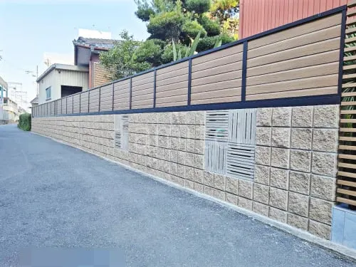 目隠しフェンス塀 LIXIL 木製調AB YL2型 化粧ブロック 久保田セメント ポートリブ1L