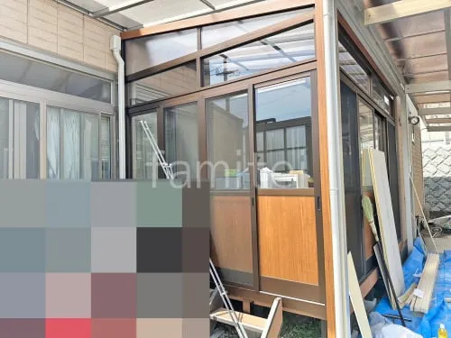 引き戸 樹脂デッキ サンルーム（テラス囲い） YKKAP 木製調 ソラリアF フラット屋根