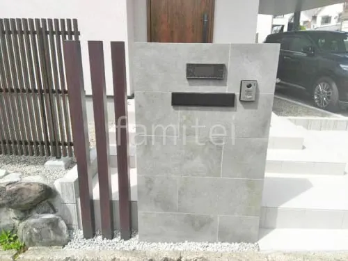 モダン門柱 壁タイル貼り タカショー セラレバンテ 郵便受けポスト YKKAP エクステリアポストG3型