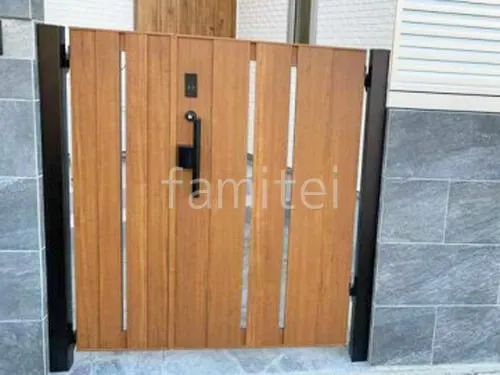 親子両開き 門扉 YKKAP 木製調 ルシアスTS4型 たてスリット 