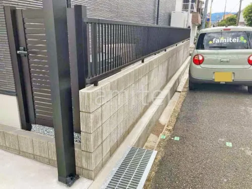 アルミ形材 フェンス YKKAP シンプレオTB5型  たて格子  ブロック塀 （化粧ブロック） ユニソン エリダ 