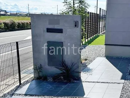 モダン門柱 壁タイル貼り タカショー セラレバンテ 郵便受けポスト LIXIL エクスポスト 宅配ボックス Panasonic コンボミドル