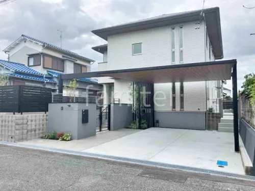 カーポート２台(ワイド) ツイン 三協アルミ 木製調 FII フラット屋根 吊り下げ屋根