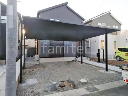 カーポート２台(ワイド) ツイン 三協アルミ FII フラット屋根 吊り下げ屋根