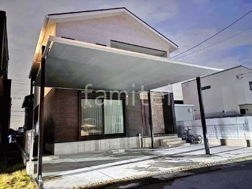 カーポート２台(ワイド) ツイン 三協アルミ FII フラット屋根 吊り下げ屋根