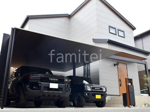 カーポート２台(ワイド) ツイン LIXIL カーポートSC フラット屋根 吊り下げ屋根