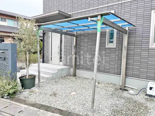 サイクルポート 自転車バイク屋根 三協アルミ ニューマイリッシュ 逆勾配 フラット屋根 前下がり屋根