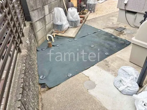 防草シート敷き