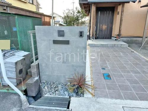 モダン門柱 壁タイル貼り タカショー セラレバンテ 郵便受けポスト LIXIL エクスポストS-3型