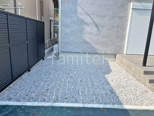 防犯砂利敷き バラス砕石 防草シート加工