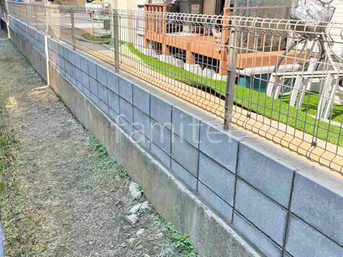 ブロック塀 （化粧ブロック） 太陽エコブロックス 普通CB  スチールメッシュ フェンス YKKAP イーネット3F型 スチール柱 境界・メッシュ