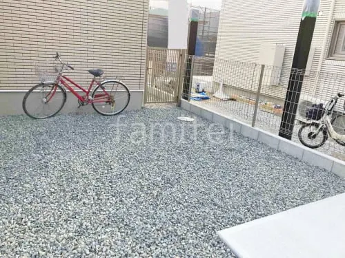 防犯砂利敷き バラス砕石 防草シート加工