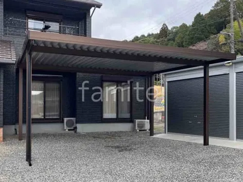 カーポート２台(ワイド) ツイン YKKAP ジーポートPro 積雪30cm対応 フラット屋根 折板屋根