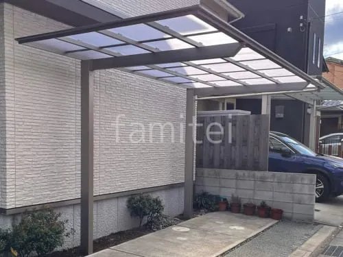 カーポート１台 （単棟） LIXIL フーゴF 逆勾配 フラット屋根 前下がり屋根