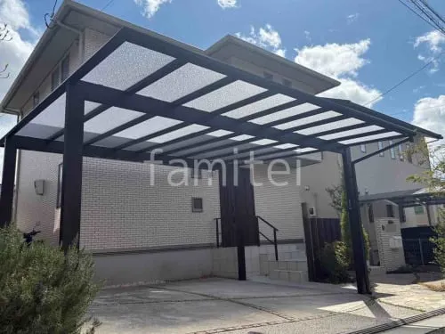 カーポート２台(ワイド) ツイン YKKAP エフルージュ FIRST フラット屋根