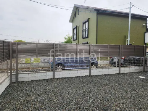 アルミ形材 フェンス LIXIL AB YL3型 横ルーバー3 2段柱 60角 上段のみ 目隠し