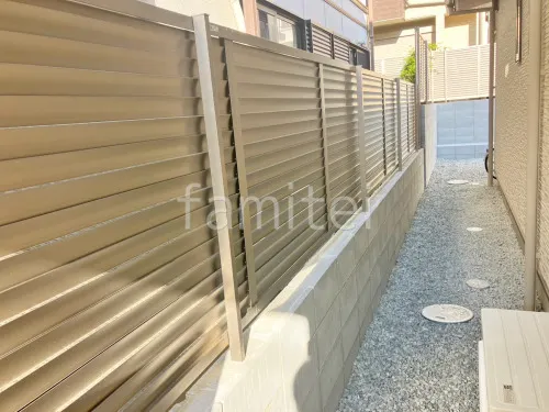 ブロック塀 （化粧ブロック） 太陽エコブロックス 普通CB  アルミ形材 フェンス LIXIL AB YL3型 横ルーバー3 目隠し