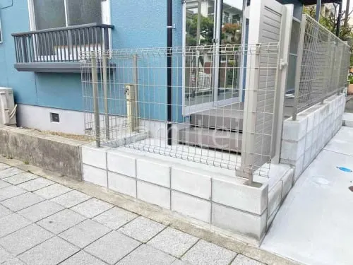 スチールメッシュ フェンス YKKAP イーネット3F型 スチール柱 境界・メッシュ ブロック塀 （化粧ブロック） 太陽エコブロックス 普通CB 