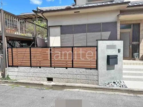 ブロック塀 （化粧ブロック） ユニソン ジャスティ  アルミ形材 フェンス LIXIL 木製調AB YS3型 横スリット3 目隠し 木調・ラティス